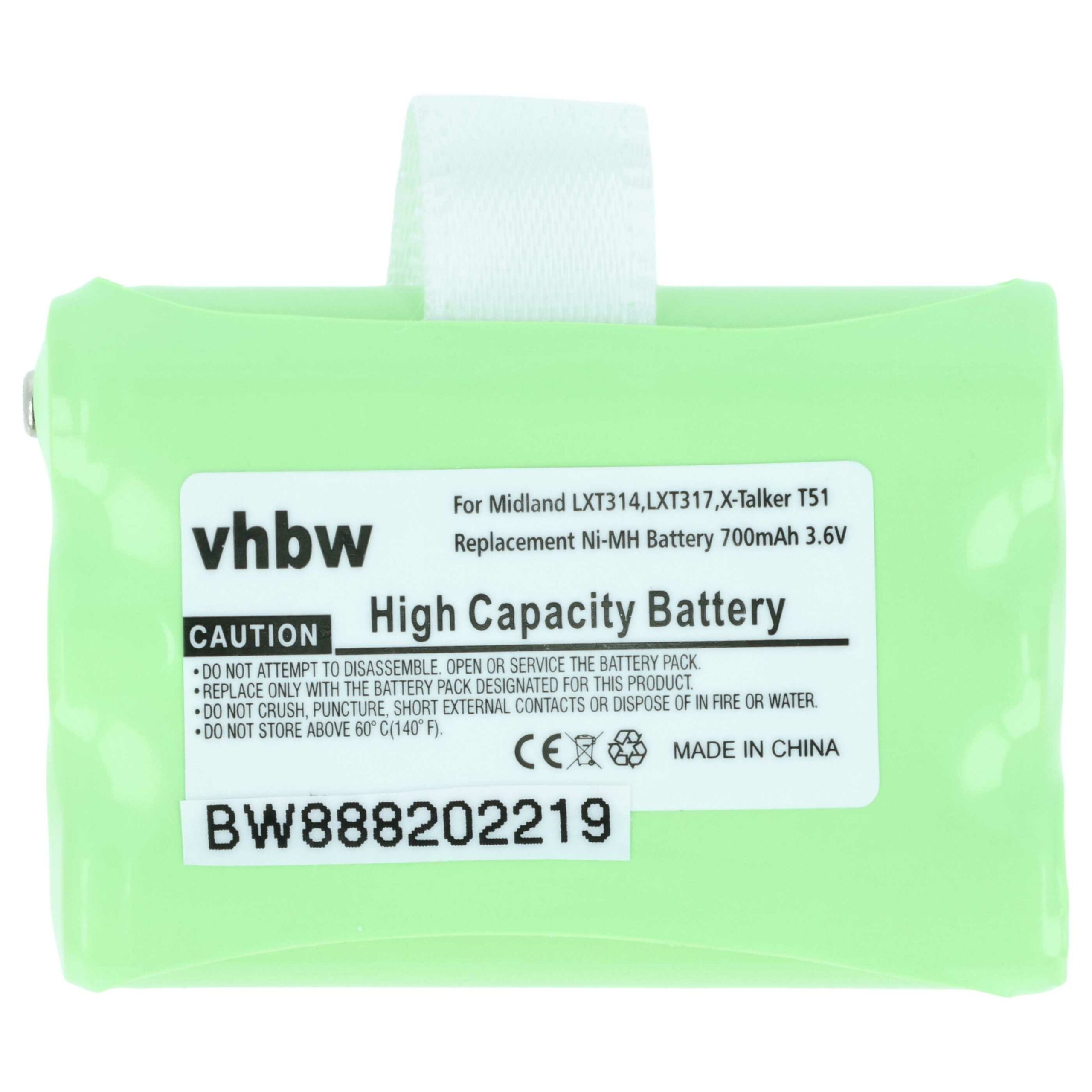 Bateria vhbw 5x para Midland AVP14, BATT3R - 700 mAh 3.6 V NiMH - Image 3