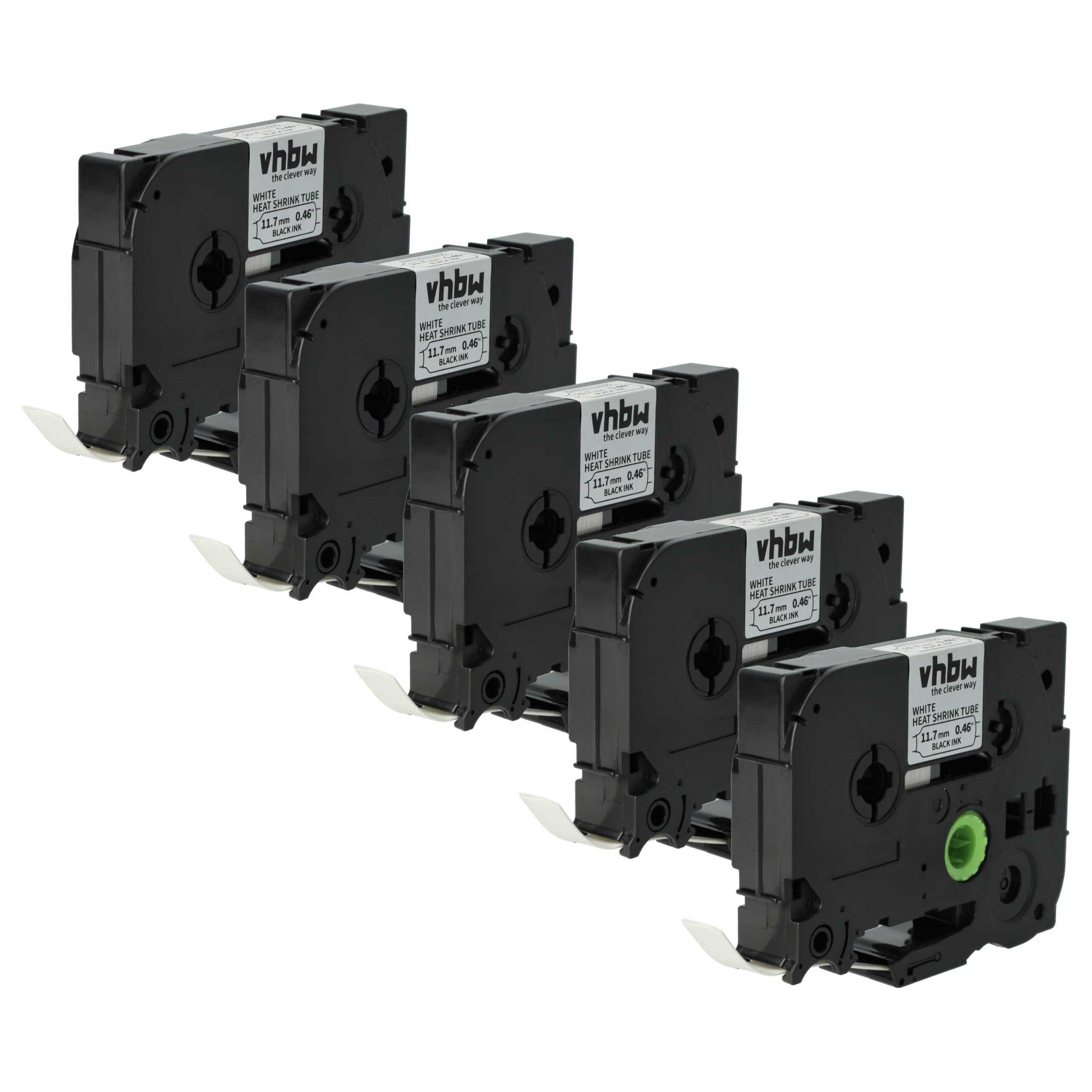5x Fita de Etiqueta compatível com Brother HSE-231 - 11,7 mm Preto sobre Branco, Tubo Termoencolhível