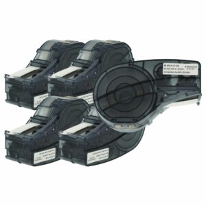 5x Fita de Etiquetas Compatível Brady M21-250-595-WT - 6.35 mm Preto sobre Branco, Vinil