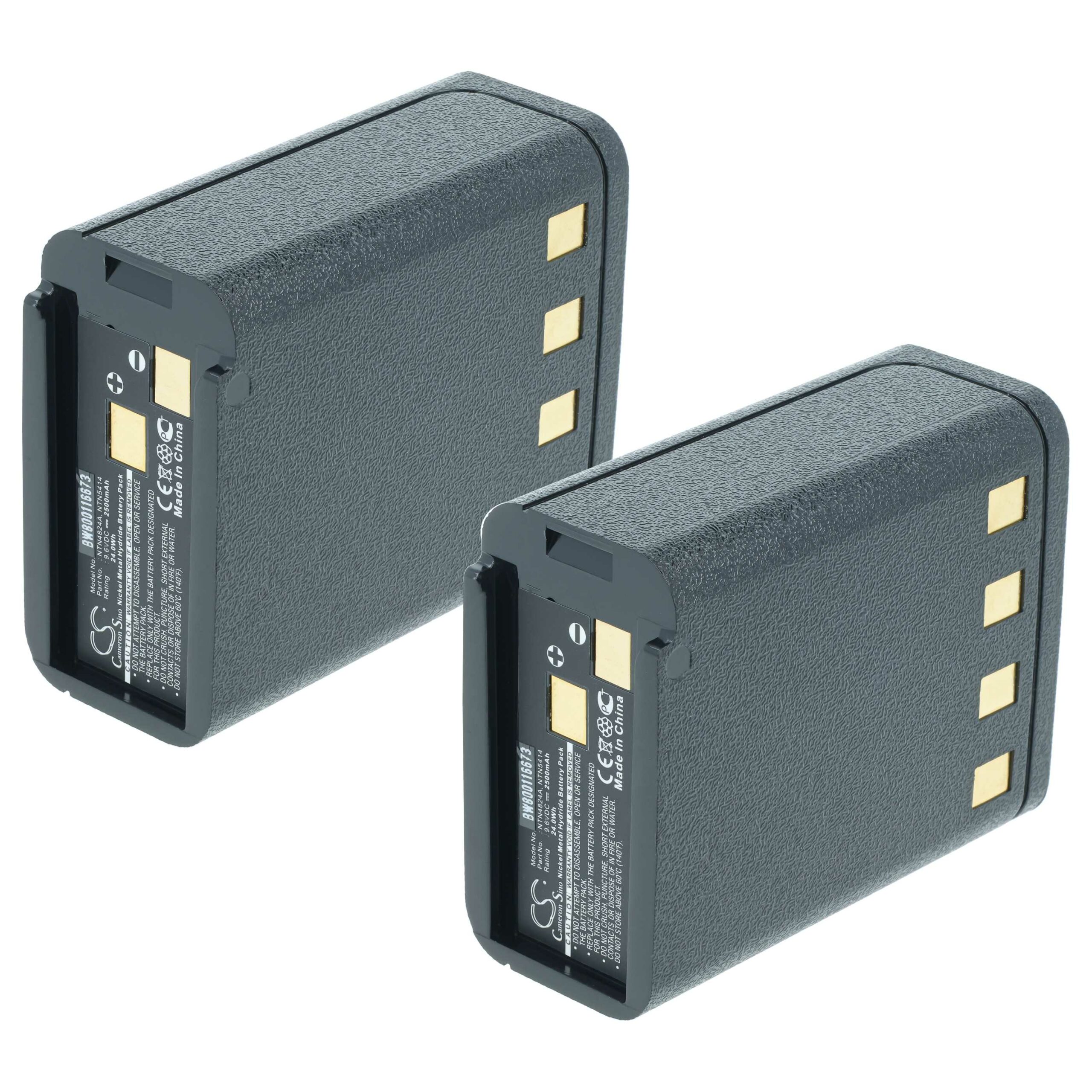 2 Baterias de Substituição para Rádios Bullard BNH-5447TIC, BU32H1-A - 2500 mAh 9.6 V NiMH vhbw