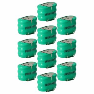 Bateria de Botão Recarregável vhbw 3/V150H 3 Pinos 150 mAh 3.6V NiMH - Pack 10 Unidades