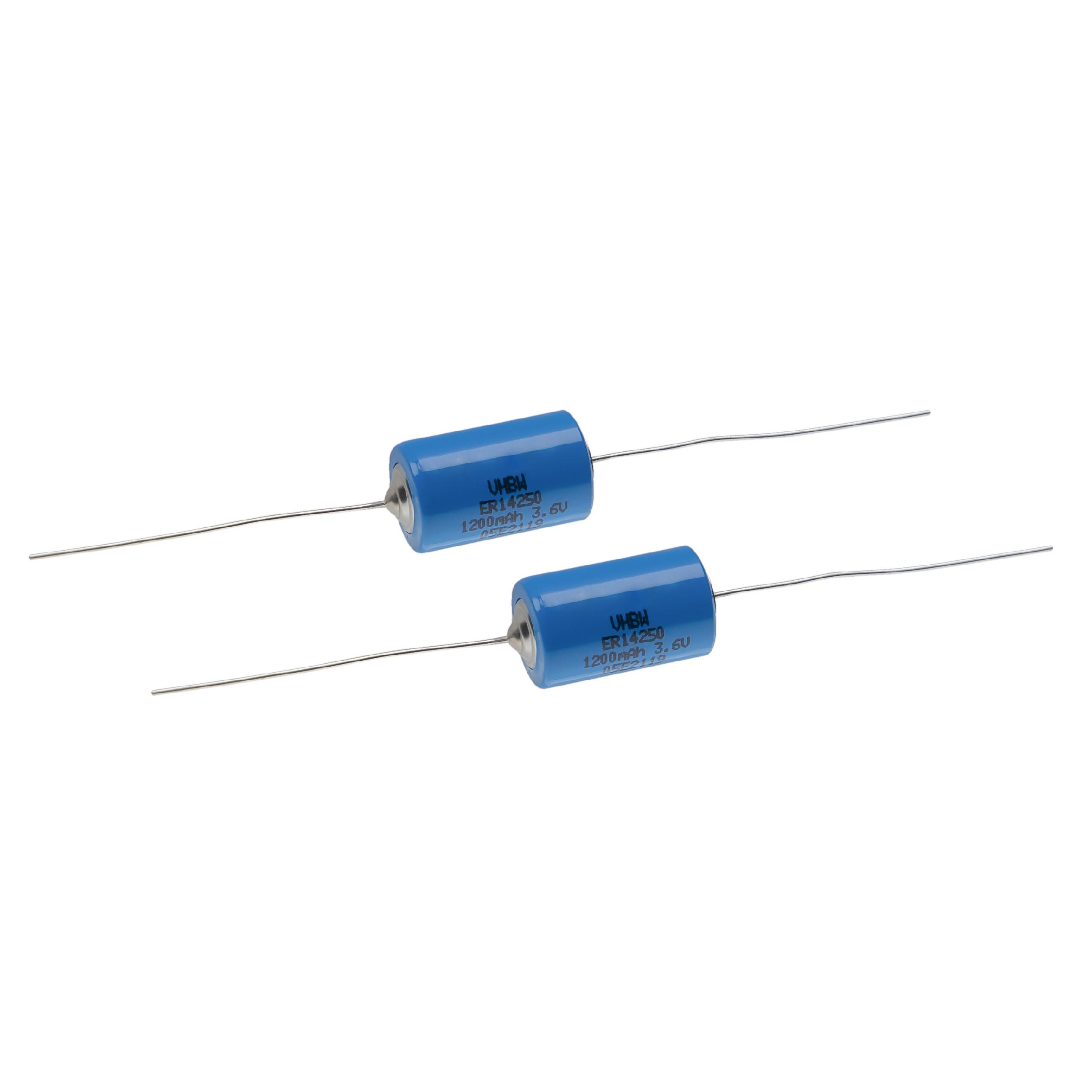 Bateria ER14250 vhbw Premium - 1200 mAh 3.6V Li-SOCl2 com Ligações de Soldadura (Pack 2x)