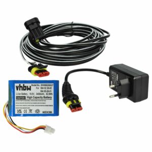 Kit Carregador vhbw para Cortador de Relva Robótico Gardena - Bateria 3400mAh, Adaptador e Cabo