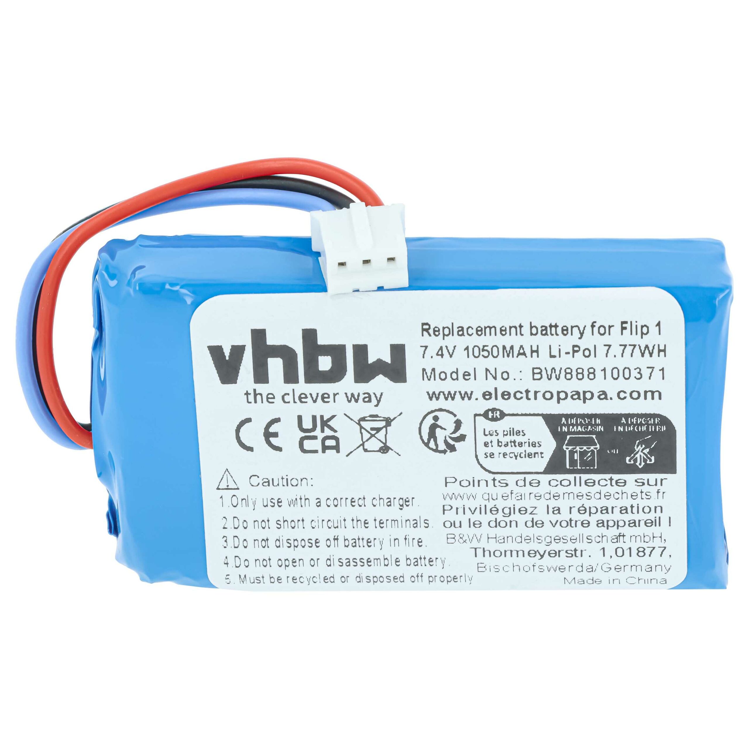 Bateria de substituição vhbw para JBL Flip / Flip 1 - Li-polímero 1050 mAh - Image 3