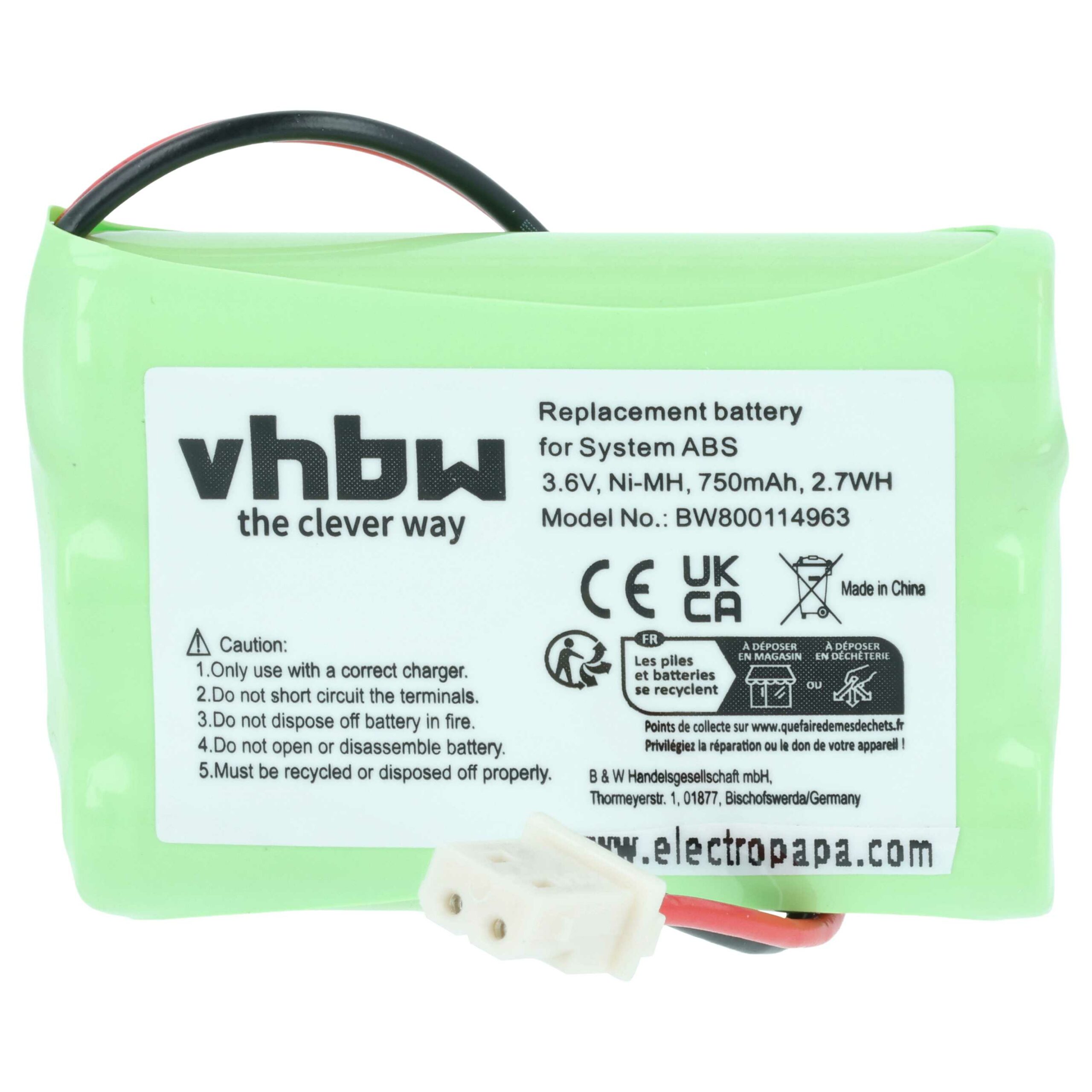 Bateria vhbw 750 mAh 3.6 V compatível com Slendertone, Motorola, OPTEX - Image 3