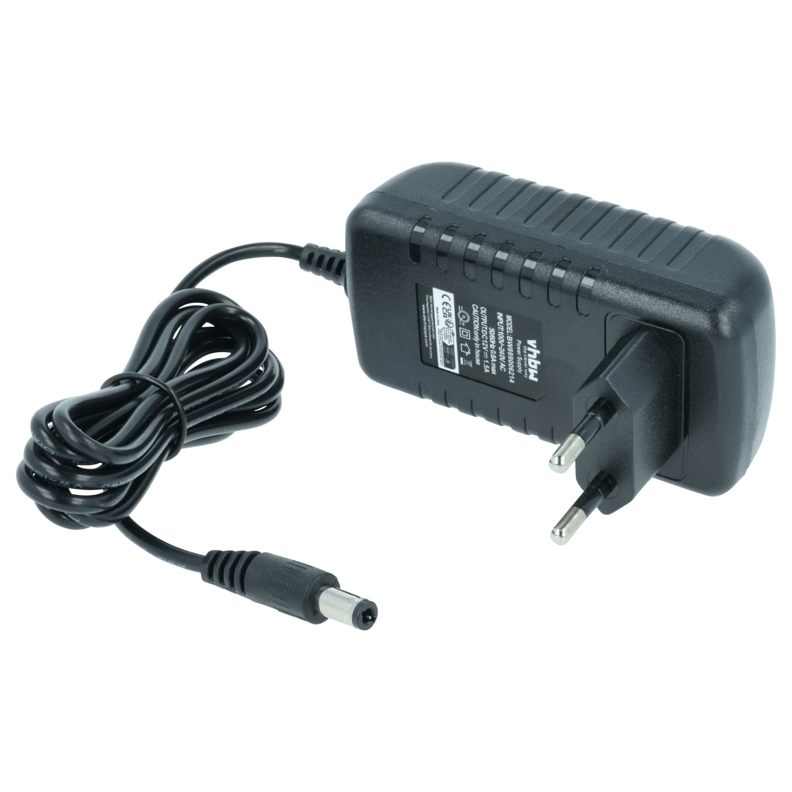 Adaptador de Alimentação de Rede vhbw para Dispositivo Massajador Quigg - 12 V, 138 cm