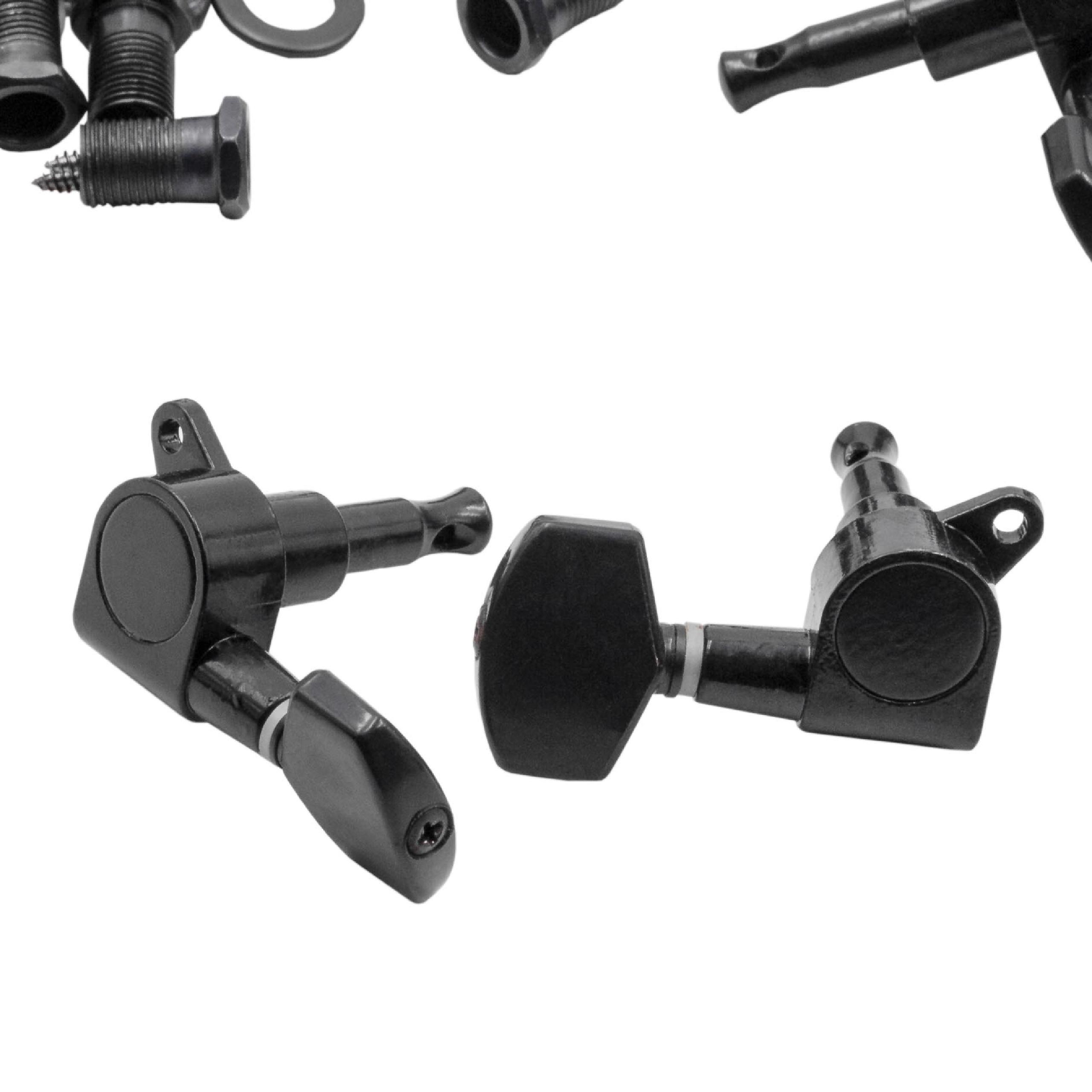 Tarraxa para Guitarra vhbw 3R3L - Acabamento Preto, Furo de 10 mm