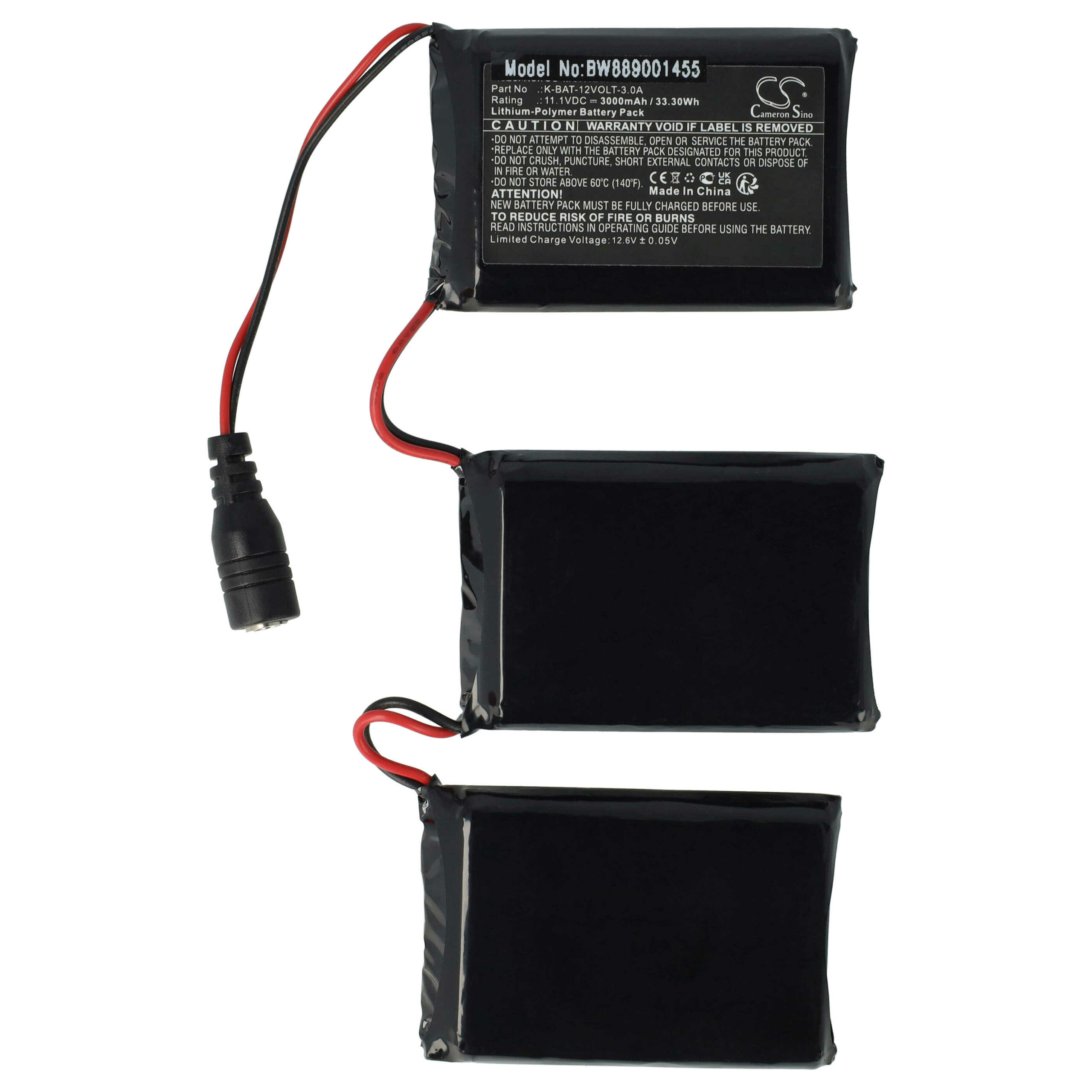 Bateria para Luvas Térmicas de Mota Macna - 3000 mAh 11.1V Li-polymer vhbw