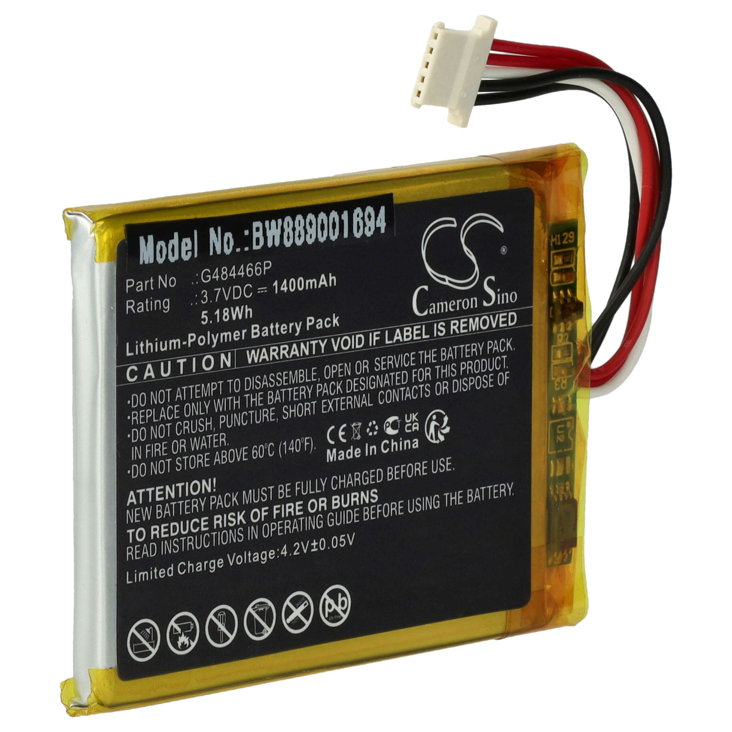 Bateria para Computador GPS de Bicicleta Polar G484466P - 1400 mAh 3.7 V Li-polymer vhbw - Image 3