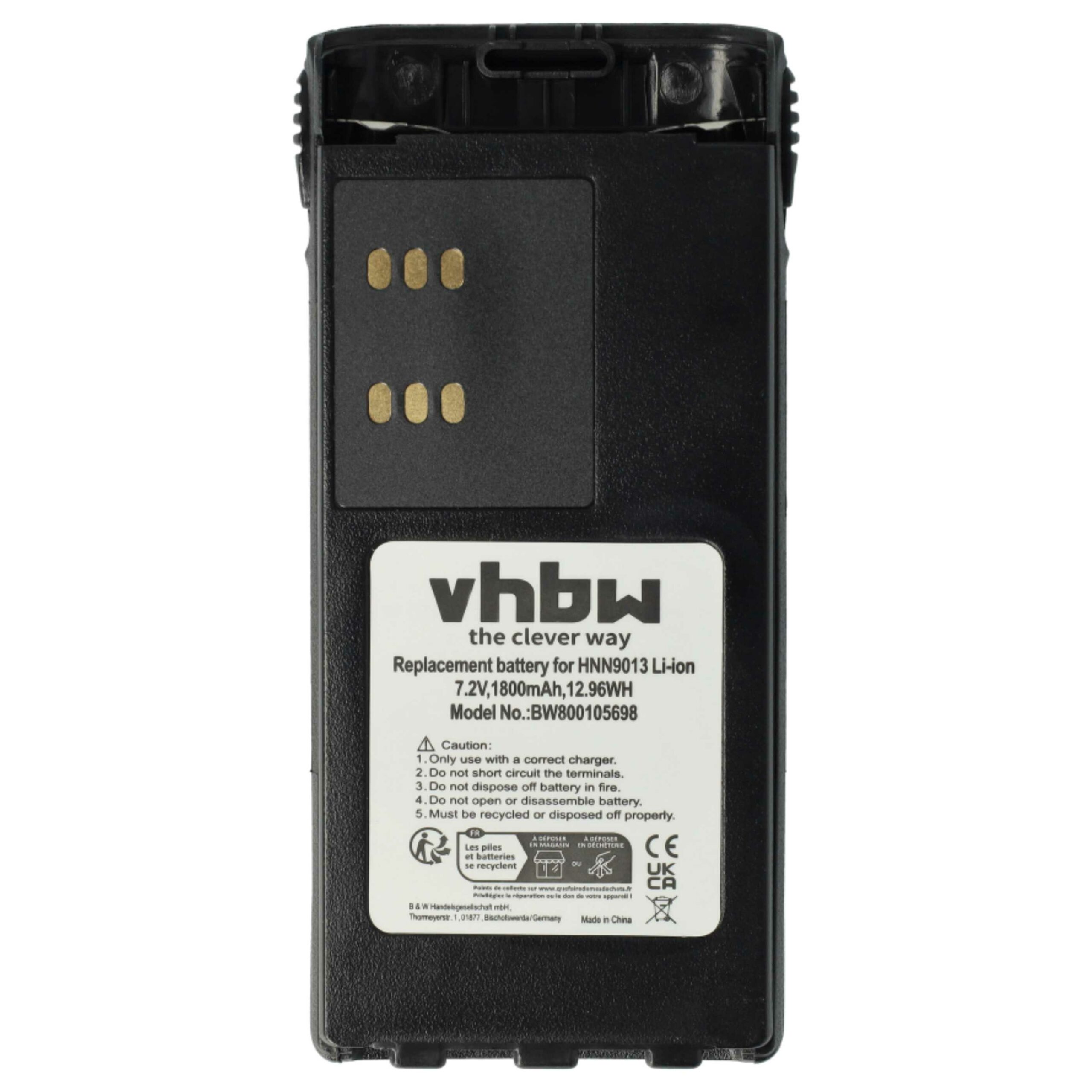 Pack 5x Bateria vhbw 1800 mAh 7.2V Li-Ion para Motorola HMNN4151, HMNN4154, HMNN4158, HMNN4159 + Clip - Image 3