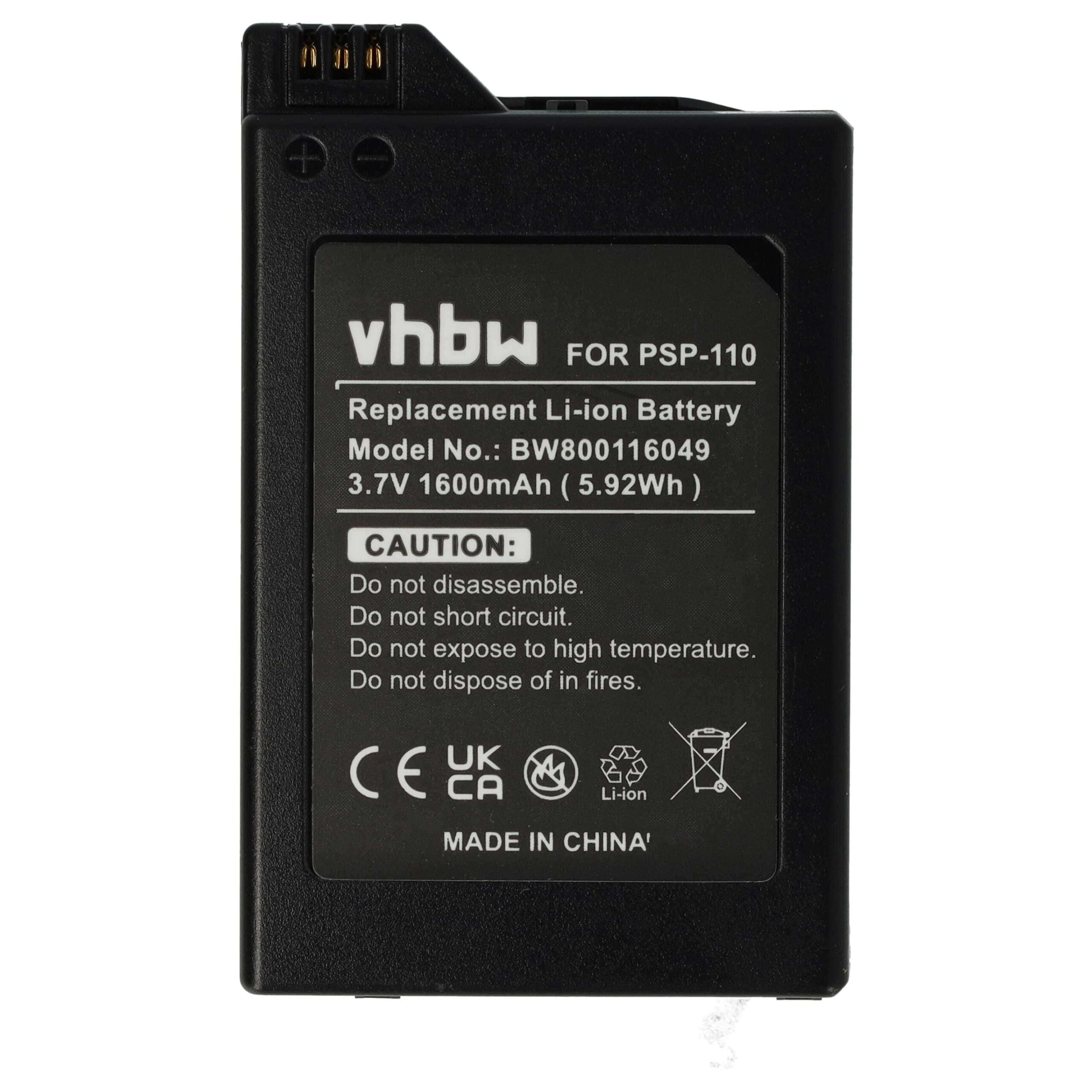 Bateria vhbw para PlayStation Portable PSP-280G, PSP-110 - 1600 mAh 3.7 V Li-Ion