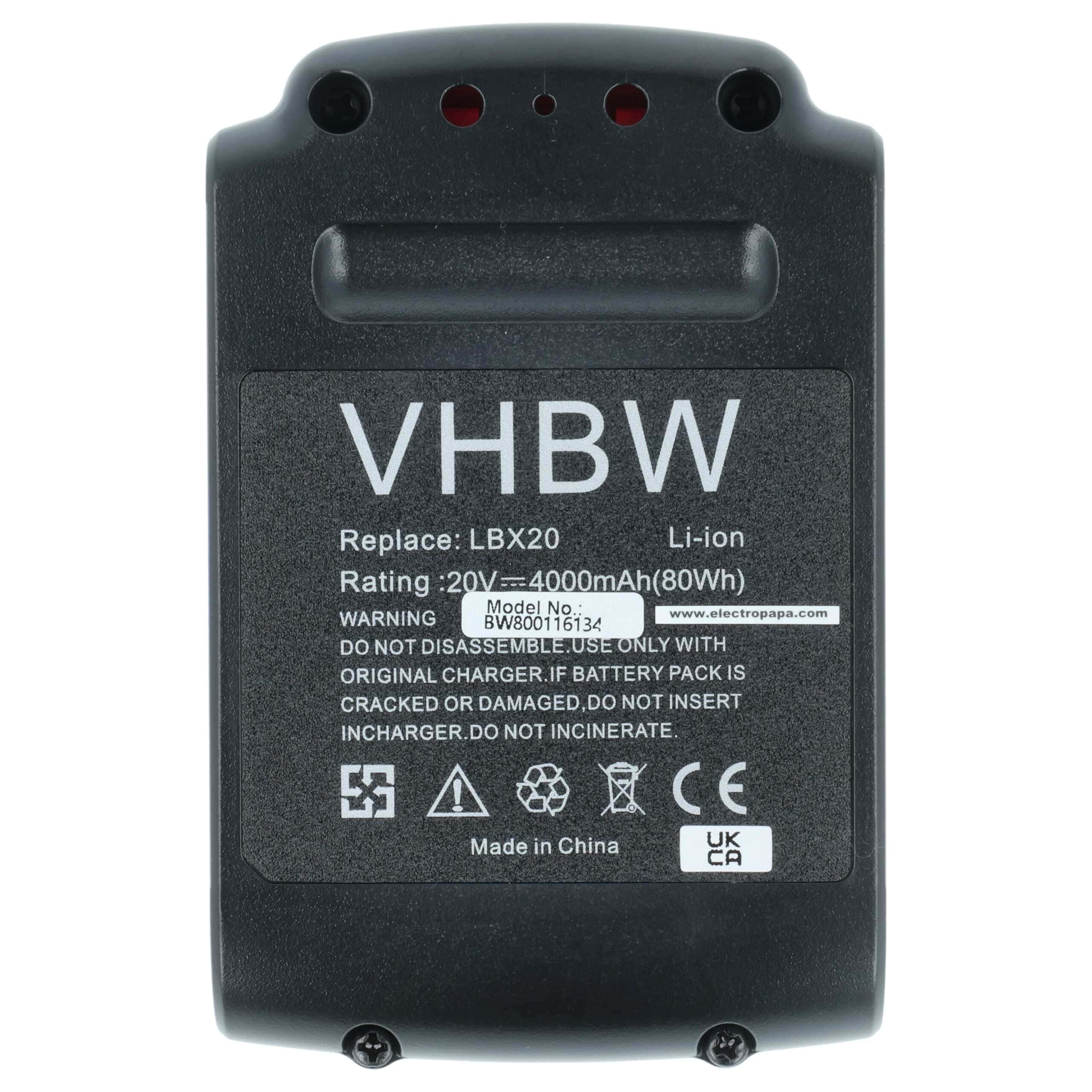 Bateria vhbw 20V 4000 mAh Li-Ion para Black & Decker, Stanley, Porter Cable (LBXR20, LBX20, LB20, LB2X4020) - Image 3