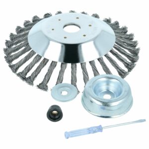 Escova de Metal para Limpeza de Terraços vhbw - Ø 20 cm - Compatível com Dolmar, Honda, Kawasaki, Makita e Outras