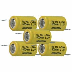 Bateria vhbw 1/2AA 600 mAh 1.2V NiMH - Pack 5 Unidades para Modelos Rádio Controlados