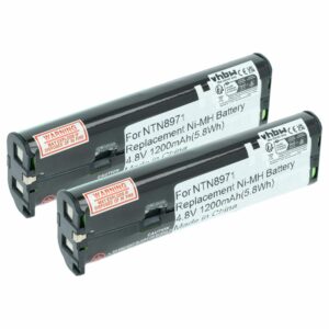 2x Bateria para Rádio Motorola NNTN4190, NTN8657, NTN8970A, NNTN4190A, NNTN4190AR - 1200 mAh 4.8 V NiMH