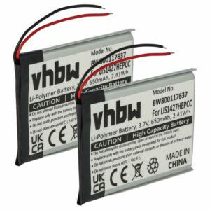 Bateria para Auscultadores Plantronics/Sony vhbw 650 mAh 3.7V - 2 unidades
