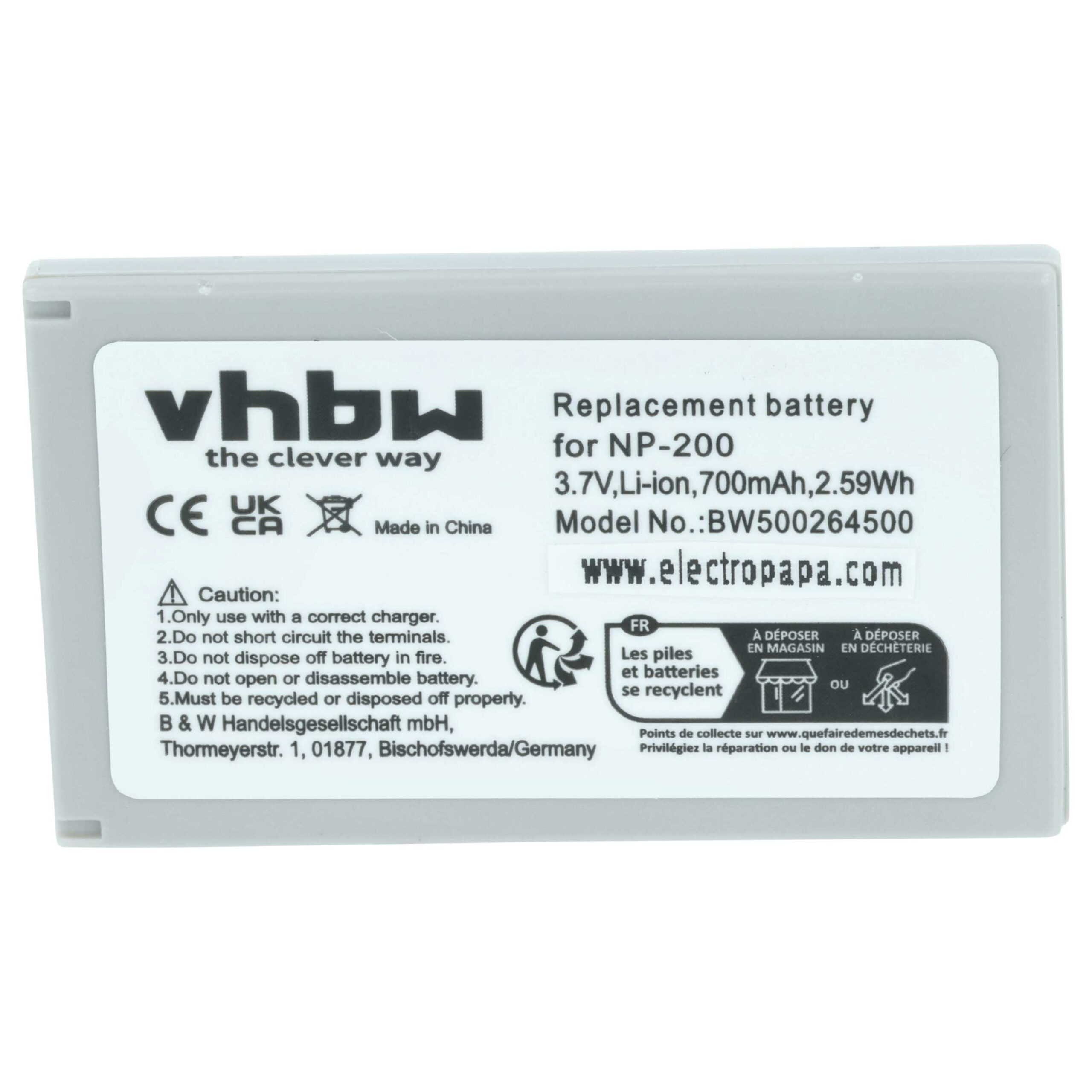 Bateria vhbw para Minolta NP-200 - 700 mAh 3.7 V Li-Ion (pack 2x) - Image 3