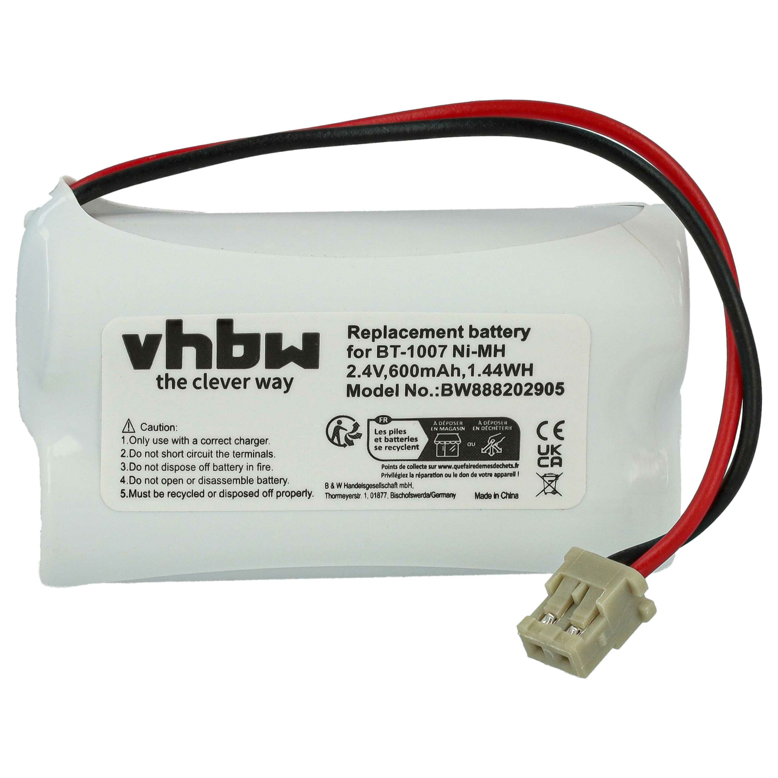 2x Bateria vhbw substitui Memorex BP-904, BT-904 para telefone fixo GP - 600 mAh 2.4 V NiMH - Image 3