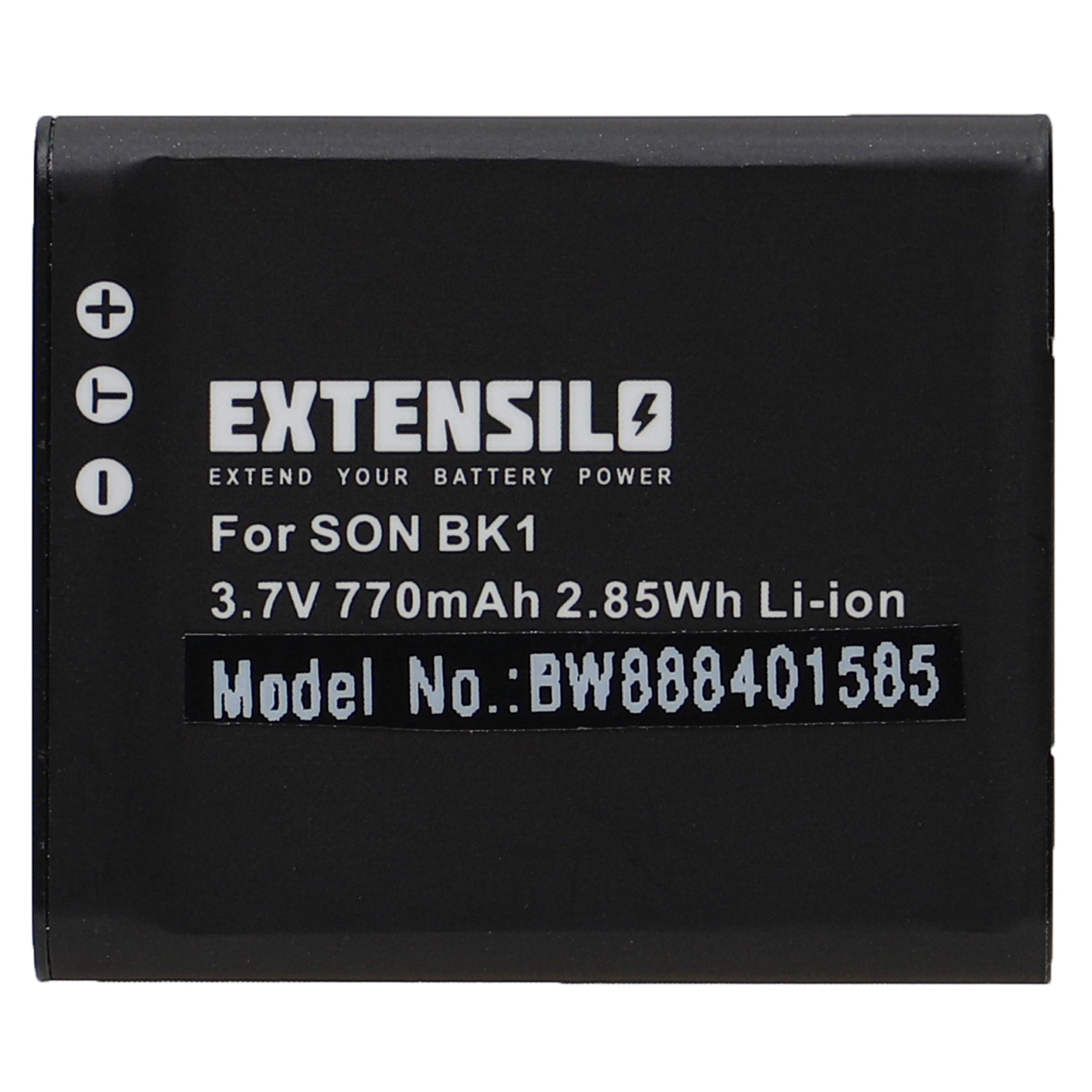 Bateria para Câmaras de Vídeo Sony NP-FK1, NP-BK1 - 770 mAh 3.7 V Li-Ion EXTENSILO