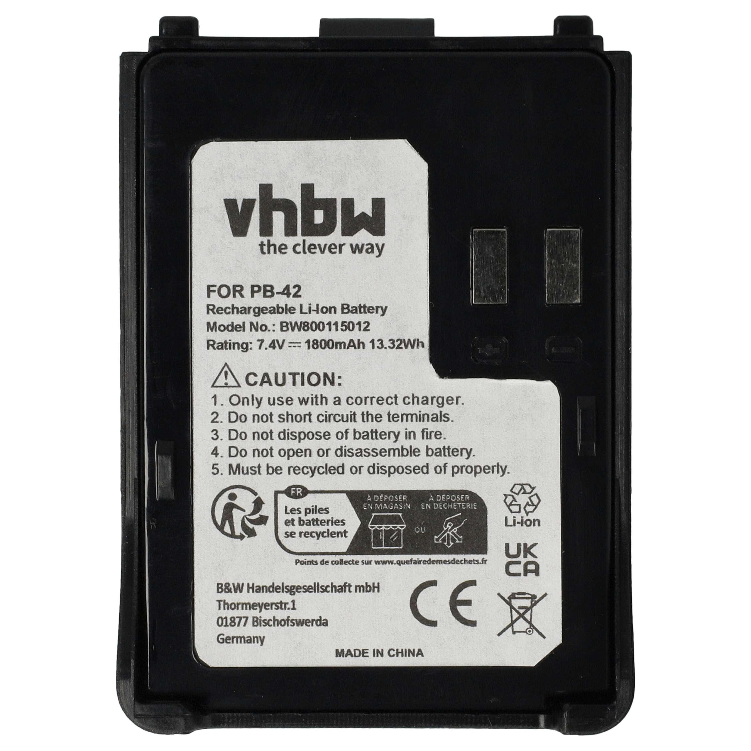 2x Bateria vhbw para Kenwood PB-42Li, PB-42L, PB-42 - 1800 mAh 7.4 V Li-Ion - Image 3