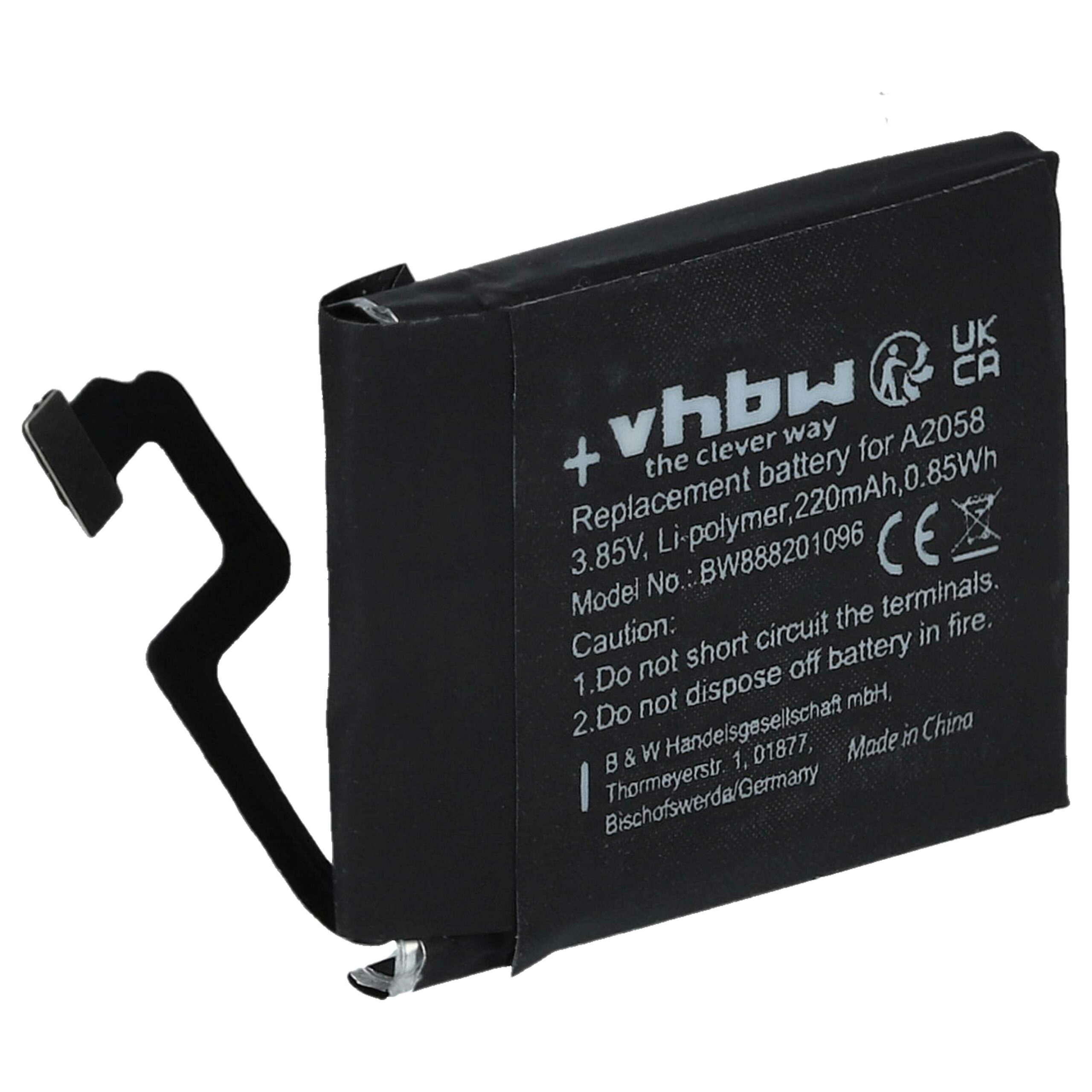 Bateria vhbw para Apple Watch A2058 - 220 mAh 3.85 V Li-polymer
