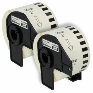 2x Rolo de Etiquetas compatível com Brother DK-22223 - Premium 50 mm x 30,48 m + Suporte