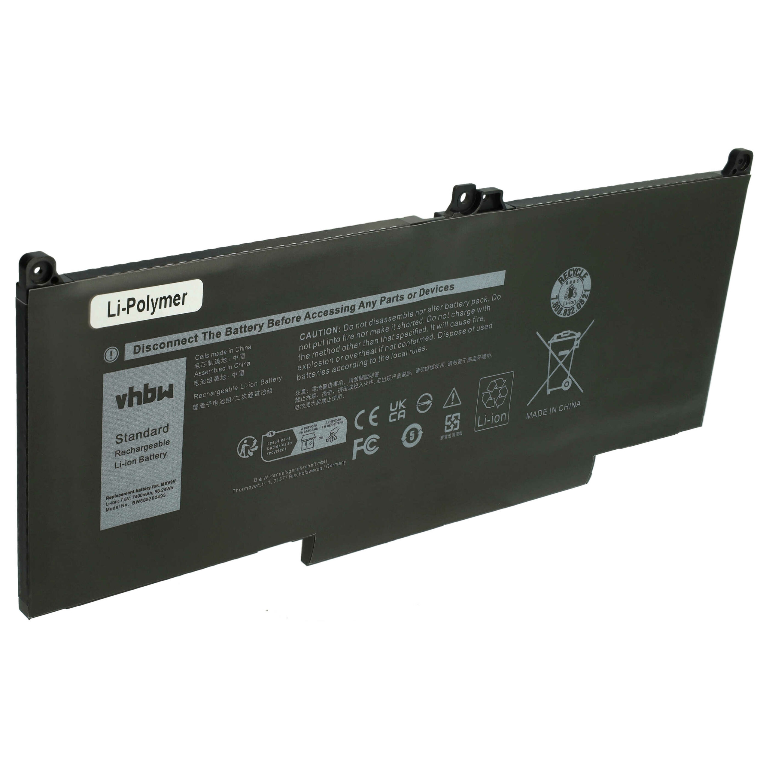 Bateria vhbw para Dell 05VC2M, MXV9V - 7400 mAh 7.6 V Li-polímero - Image 3