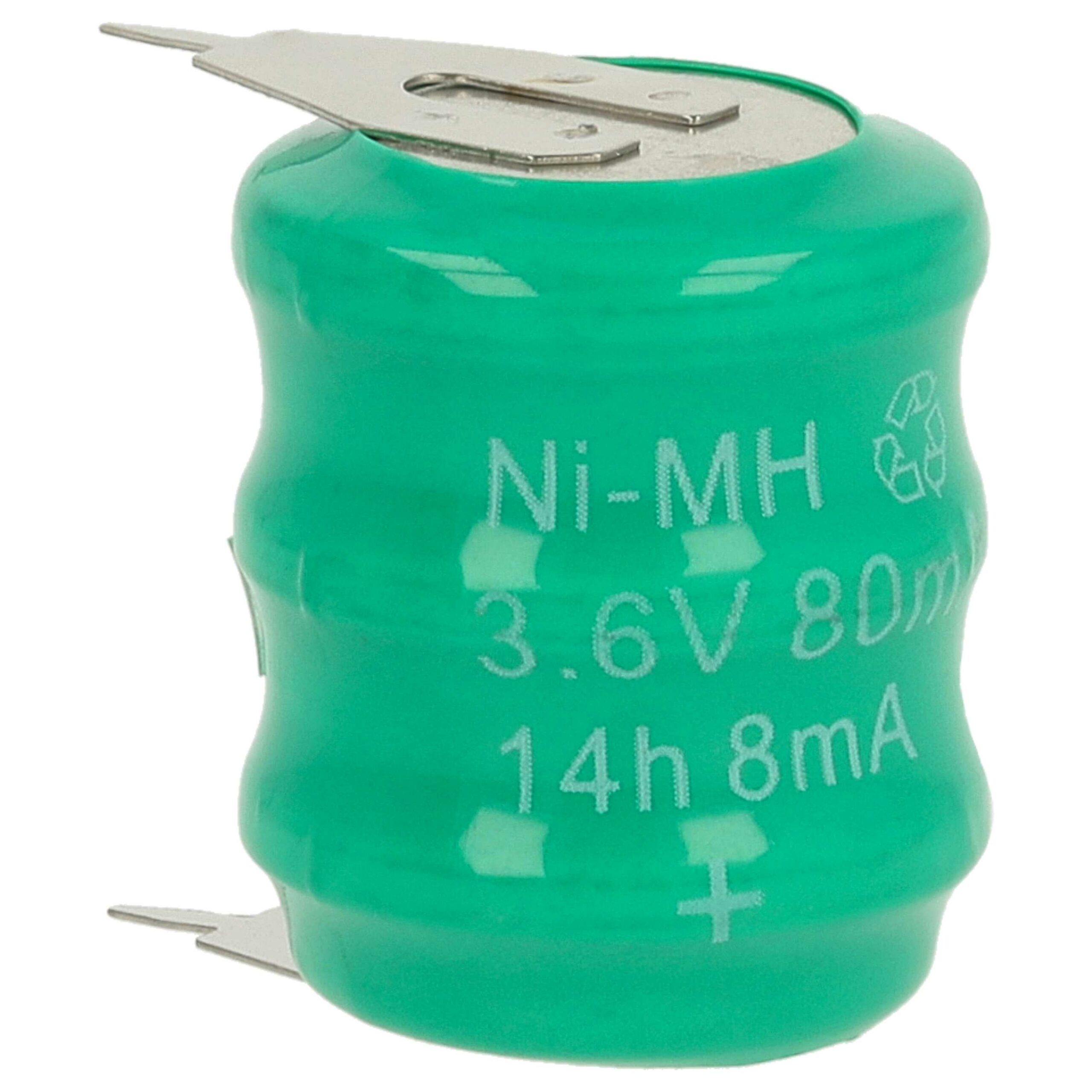 Bateria de Célula Tipo 3/V80H 2 Pinos 80 mAh 3.6V NiMH vhbw - para Modelos Solares e Iluminação - Image 3