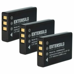 Pack de 3 Baterias EXTENSILO para Aiptek ZPT-PM18 - 1800mAh, 3.7V, Li-Ion
