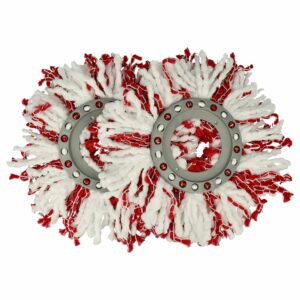 2x Cabeça de Esfregona Substitui Leifheit 52115, 52094 - Microfibra, Branco/Vermelho