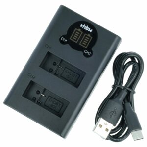 Carregador Duplo Micro-USB + USB-C para GoPro Hero 9, 10 com Cabo USB-C - vhbw