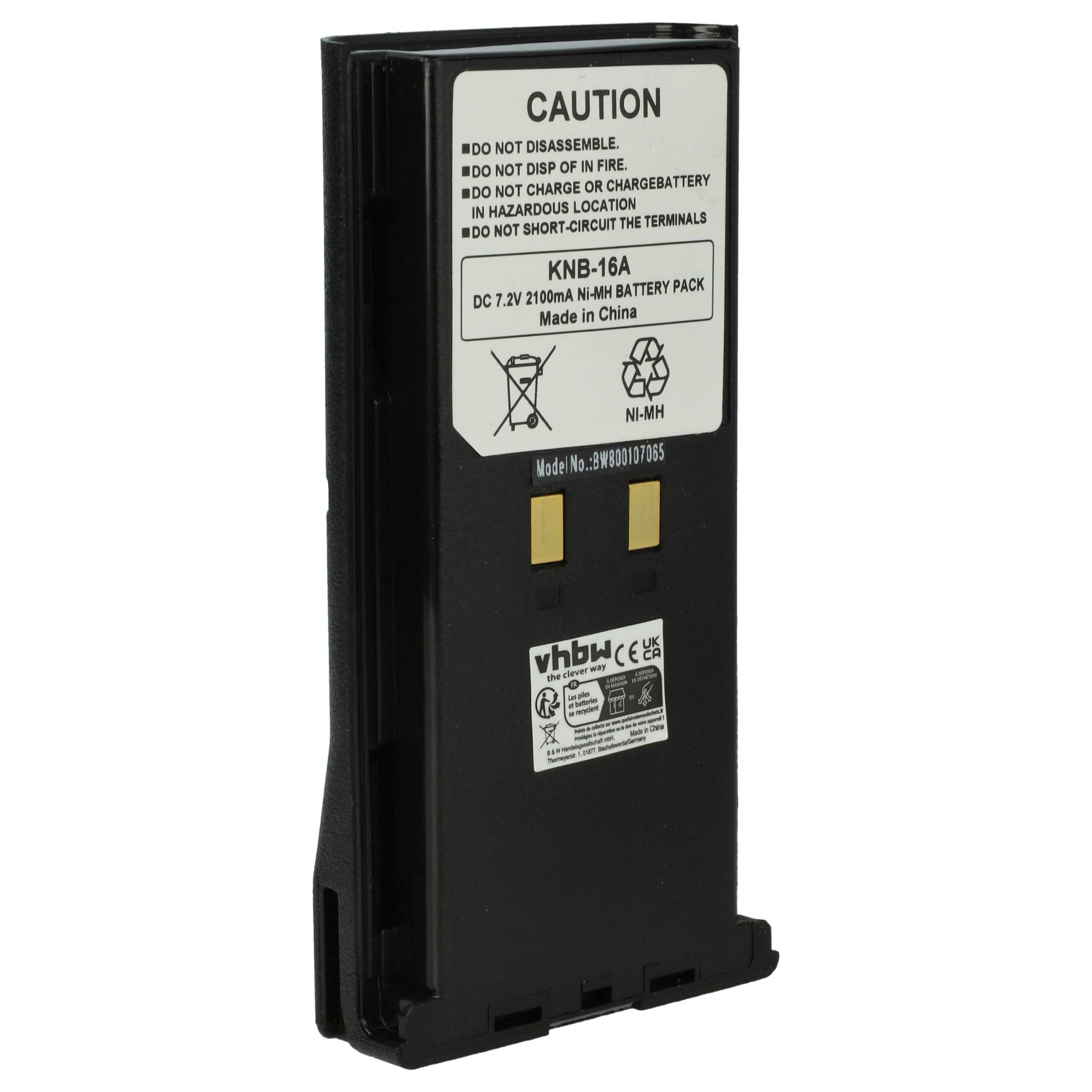 Bateria vhbw para rádios Kenwood KNB-52N, KNB-22N, KNB-21N, KNB-17N, KNB-17A, KNB-16A - 2100 mAh 7.2V NiMH