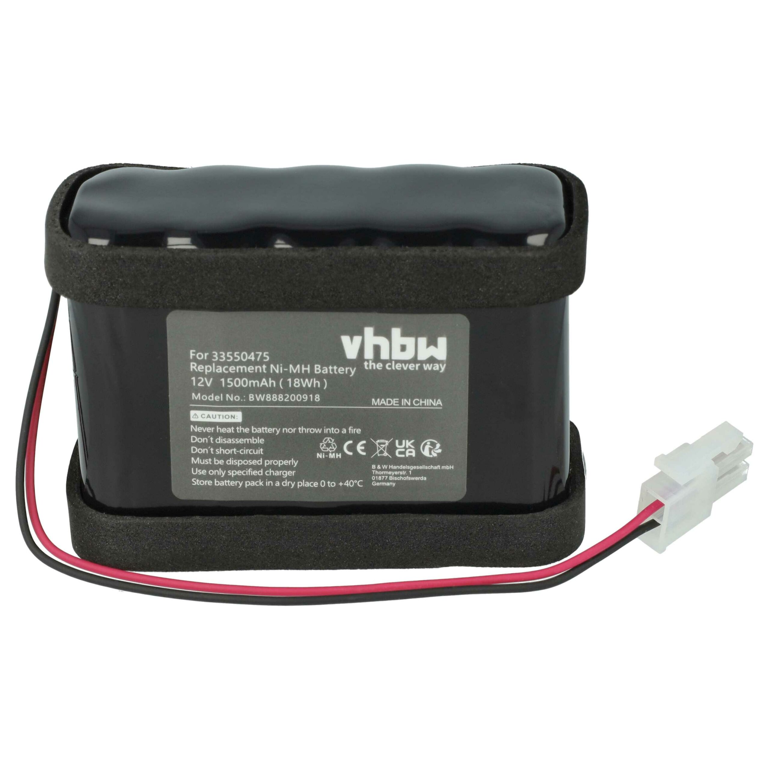 Bateria de Substituição 5x para Operador de Portão Deslizante Besam 33550475, 550473, 45A020BA00004, 550475 - 1500 mAh 12 V NiMH - Image 3