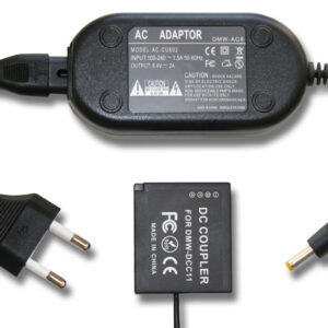 Alimentação AC vhbw para Panasonic DMW-AC8EG DMW-AC8 DMW-DCC11 + Acoplador DC - 2 m, 8.4 V 2.0 A