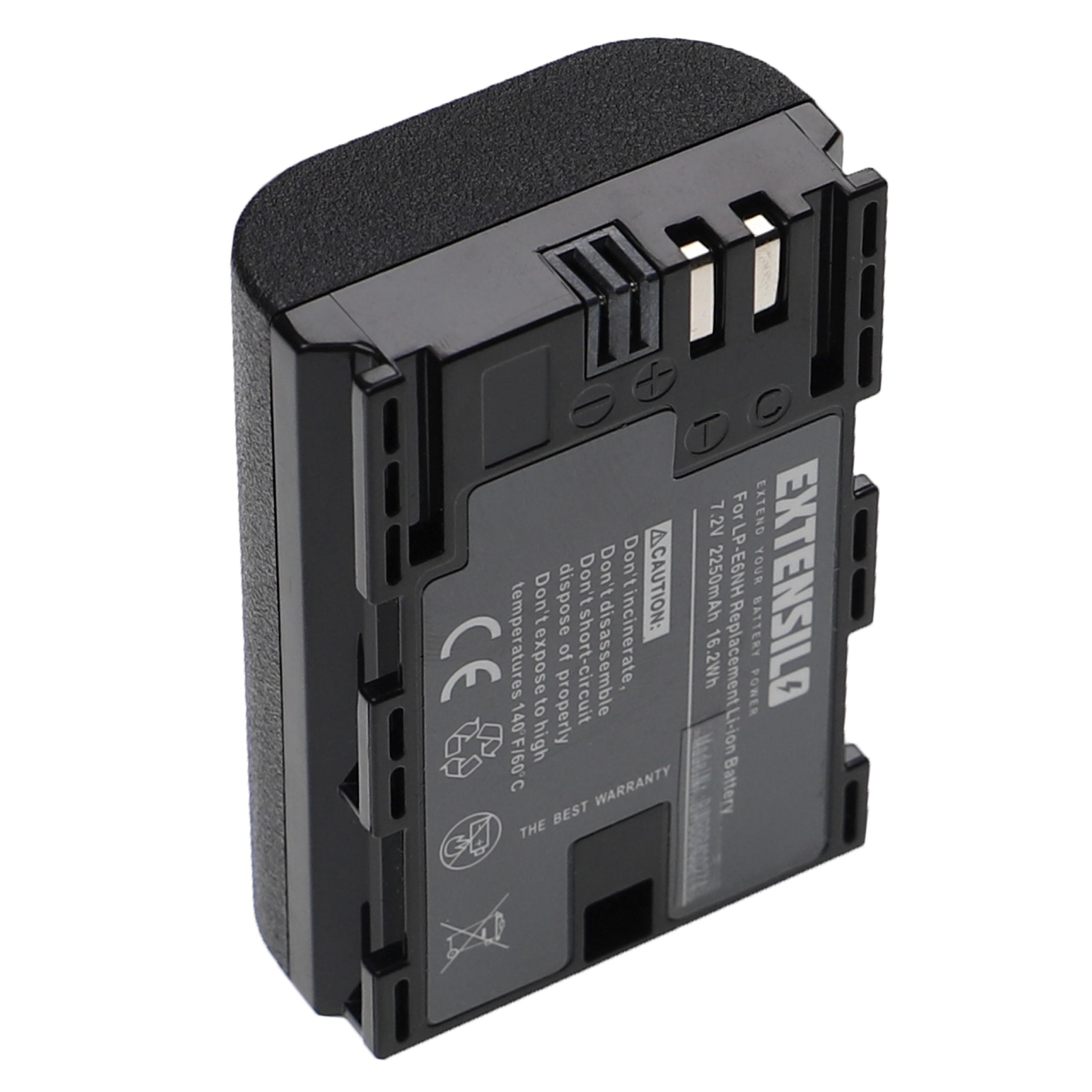 2x Bateria EXTENSILO compatível Canon LP-E6, LP-E6NH - 2250mAh, 7.2V, Li-Ion