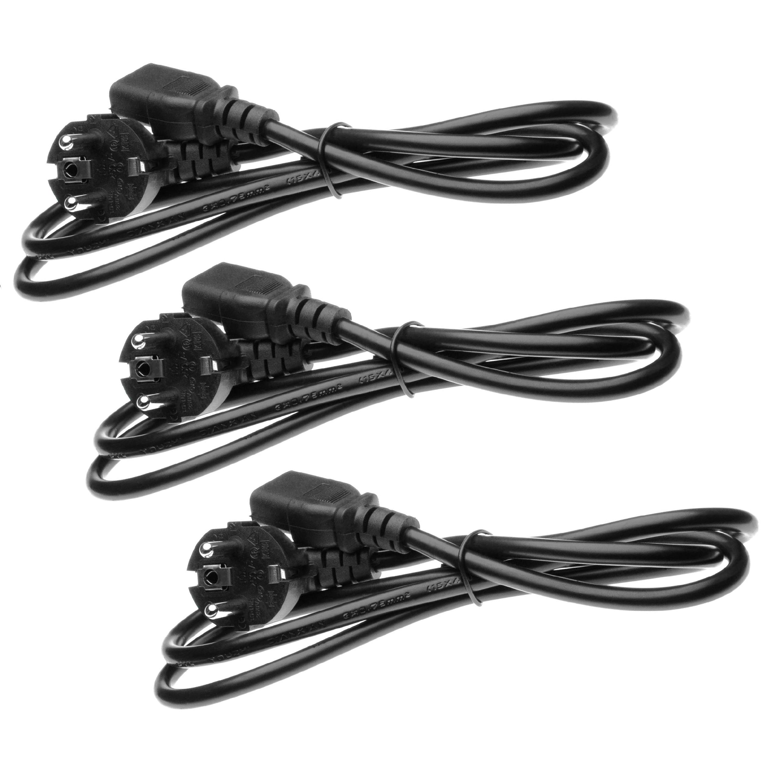 Cabo de Alimentação C13 Euro Plug para Robô Aspirador vhbw - 1,2 m (Pack 3 unidades)