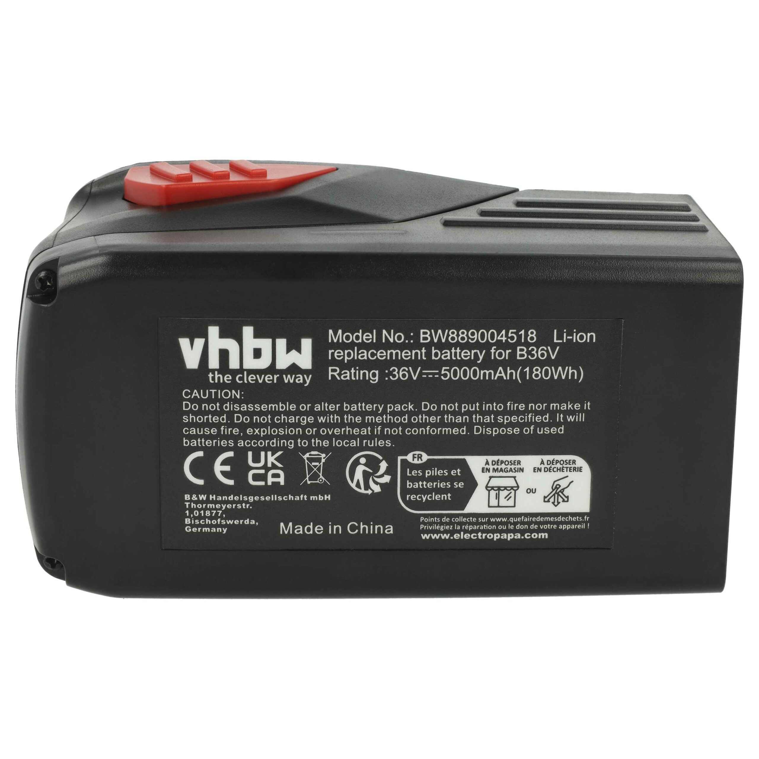 Bateria vhbw para Hilti B36, B36V, 2203932, 418009 - 5000 mAh, 36 V, Li-Ion - Image 4