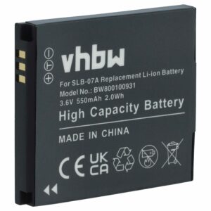 Bateria vhbw para Samsung SLB-07A, SLB-07B - 550mAh, 3.6V, Li-Ion