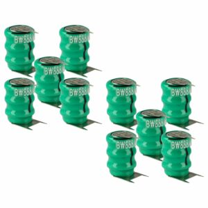 10x Pilhas Botão Recarregáveis V40H 3 Pinos 40 mAh 3.6V NiMH vhbw