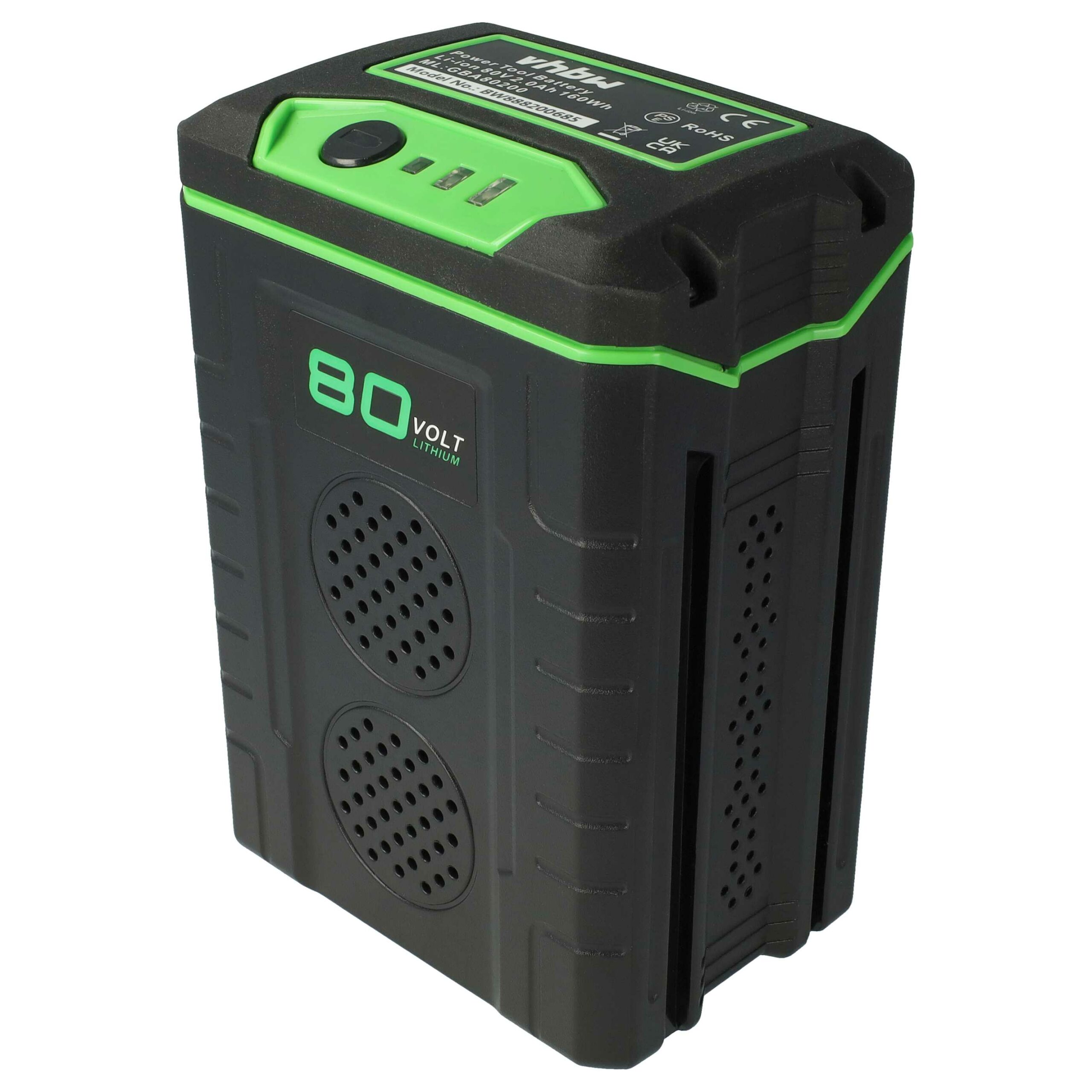 2x Bateria substitui Greenworks 2901307, 80V Max, 2901302, 2902407, 2901207 - 2000 mAh 80 V Li-Ion, preta - Image 3