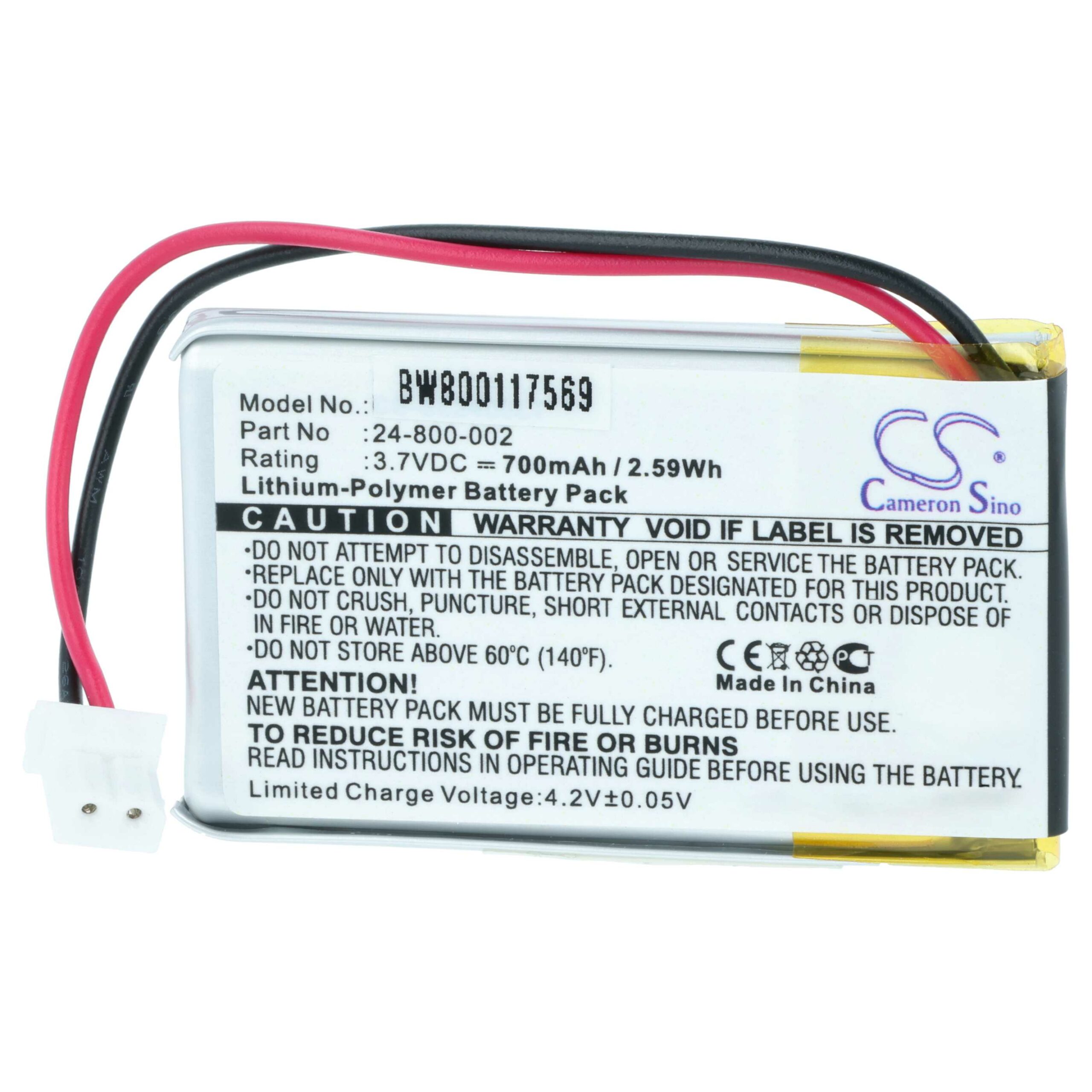 Bateria de Substituição para Lâmpada Solar LED vhbw - 700 mAh 3.7V Li-polímero - Image 3