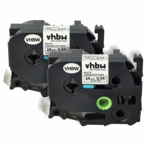 2x Fita de Etiquetas compatível com Brother TZ-251, TZE-251 - 24 mm Preto sobre Branco