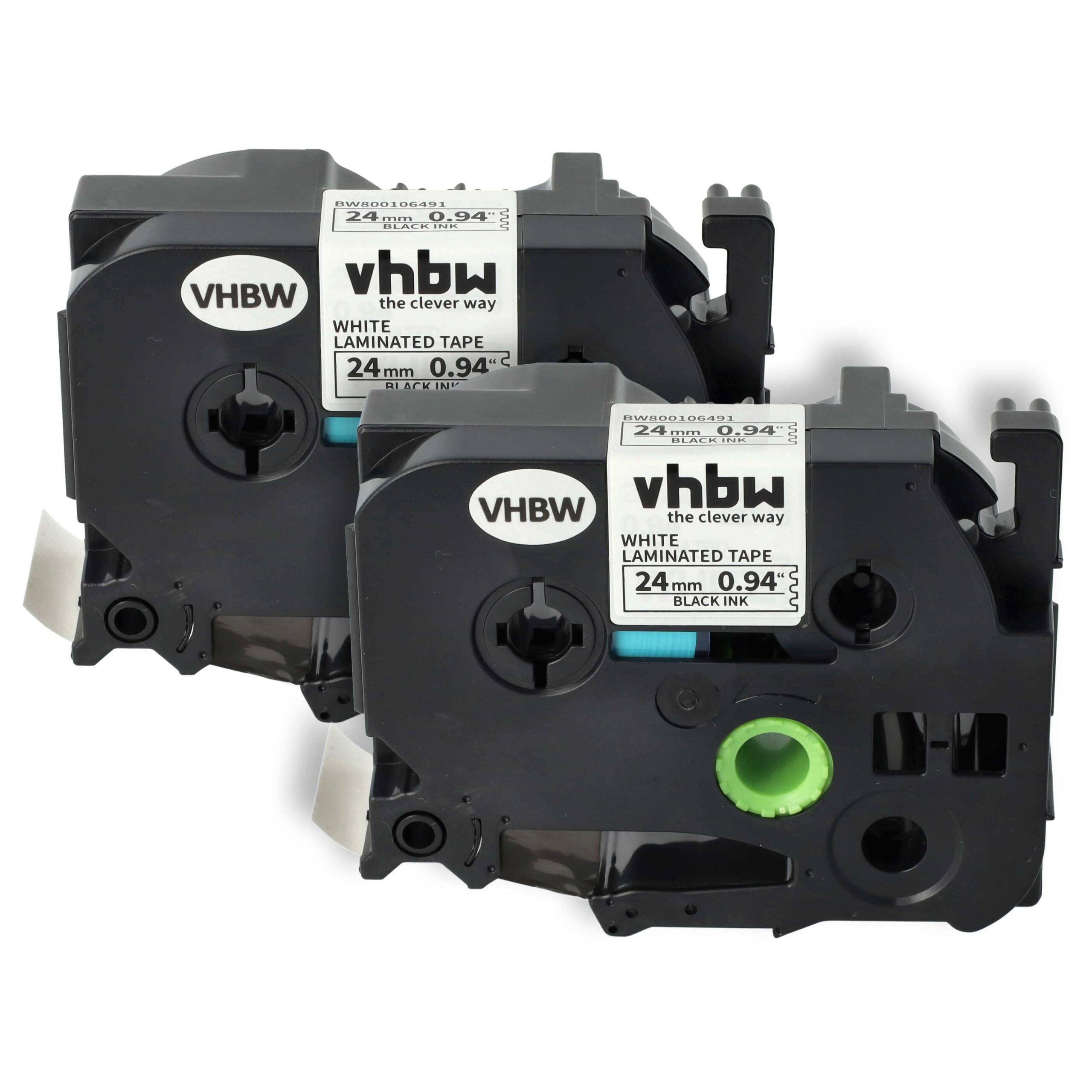 2x Fita de Etiquetas compatível com Brother TZ-251, TZE-251 - 24 mm Preto sobre Branco