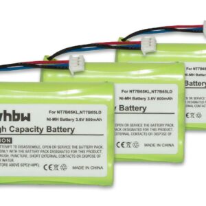 Bateria vhbw 3x para telefone fixo Bosch - substitui NT7B65LD, NT7B65KL, CPH-464Q3S - 800 mAh 3.6V NiMH