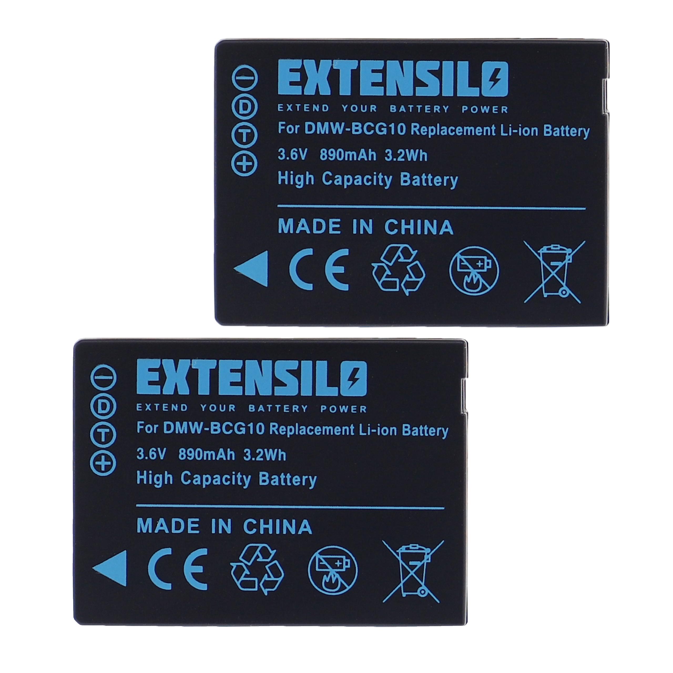 2x Bateria EXTENSILO compatível com Leica BP-DC7, BP-DC7E - 890mAh, 3.6V, Li-Ion