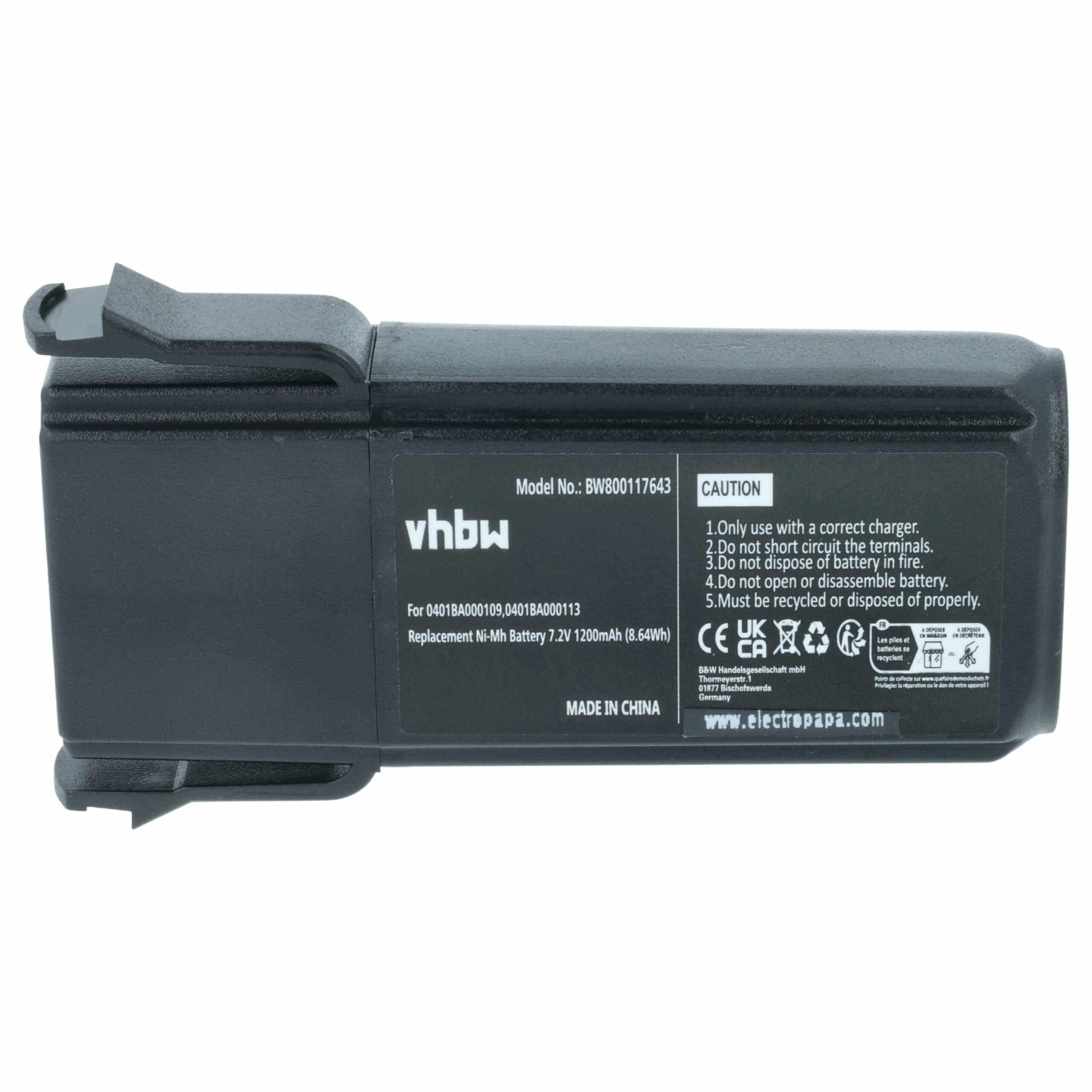 Bateria Recarregável vhbw para Comando Elca 0401BA000109, 0401BA000113 - 1200 mAh 7.2V NiMH - Image 3
