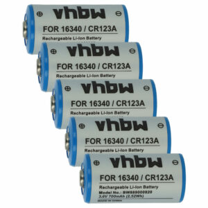 5x Bateria substitui 16340, DL123A, CR123R, CR17335, EL123AP, K123LA, CR17345, CR123A - 700 mAh 3.6 V Li-Ion