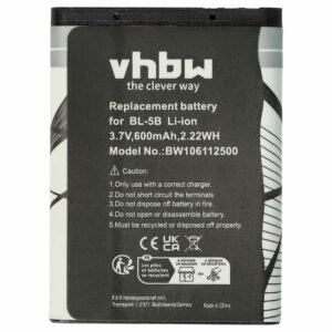 Bateria para Telemóvel vhbw - Compatível com Blu N5B80T - 600 mAh 3.7 V Li-Ion