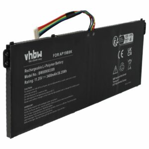 Bateria vhbw para Acer (KT0030G022, KT00304013, AP19B8K, AP18C4K) - 3400 mAh 11.25 V Li-polímero, preta