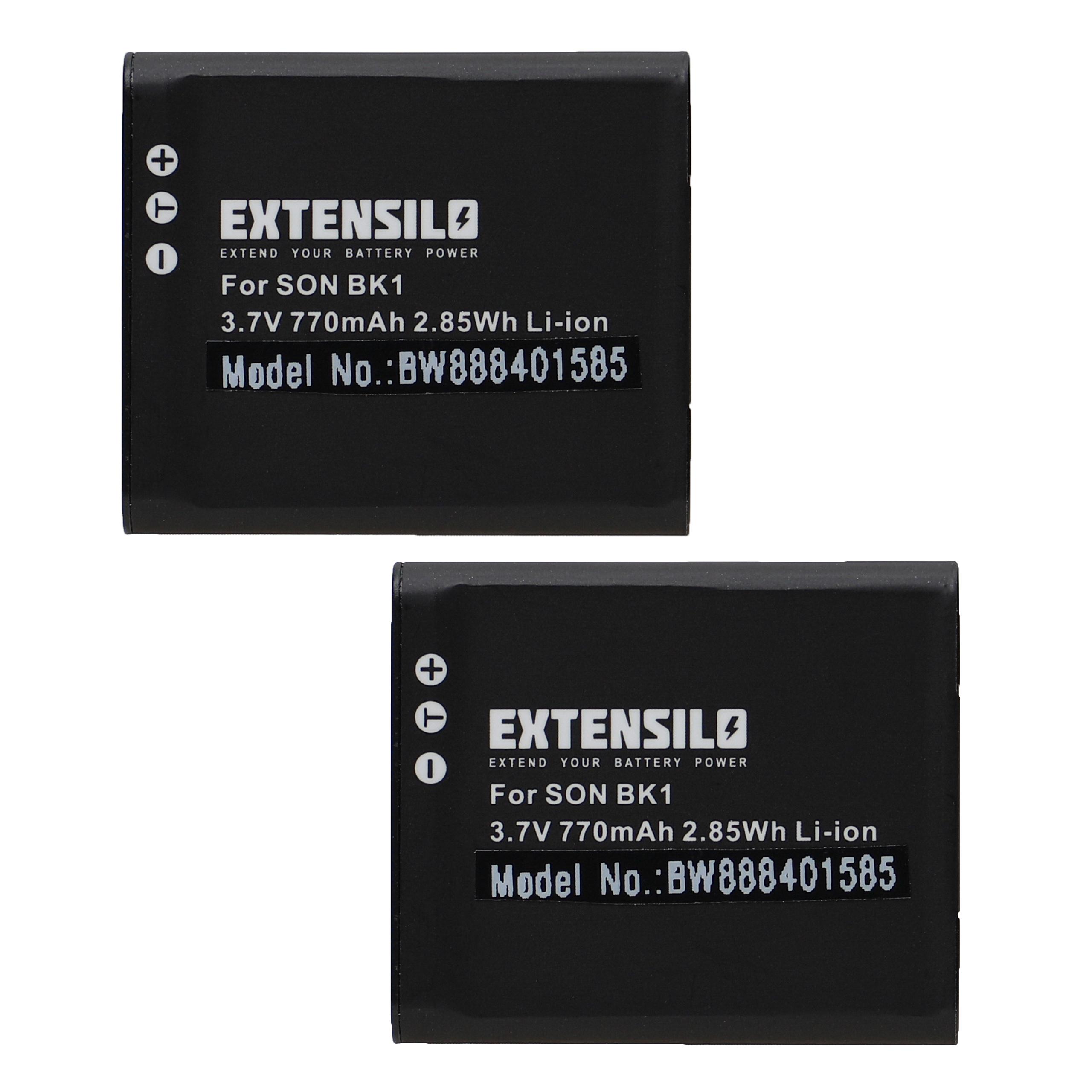 Bateria EXTENSILO 2x para Sony NP-FK1, NP-BK1 - 770 mAh 3.7 V Li-Ion - Image 3